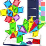 Mini Magnetic Tiles Travel Set with Case 30pcs, Mini Travel Magnet Tiles, Portable Travel Size Magnetic Tiles for Kids Ages 3-5 4-8 Boys Girls, STEM Magnet Toys for Outdoor, Kids Gift