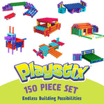 Playstix construction toy set for kids 4 and up, 150 pieces, color-coded building sticks for STEM and classroom use, easy to learn and play