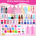 ENOCHT Doll Clothes and Accessories Including 5 Wedding Gowns 9 Fashion Dresses 3 Tops 3 Pants 1 Evening Dresses 2 Swimsuits Bikini 20 Hangers 18 Shoes and 22 Accessories Toys for 11.5 inch Doll