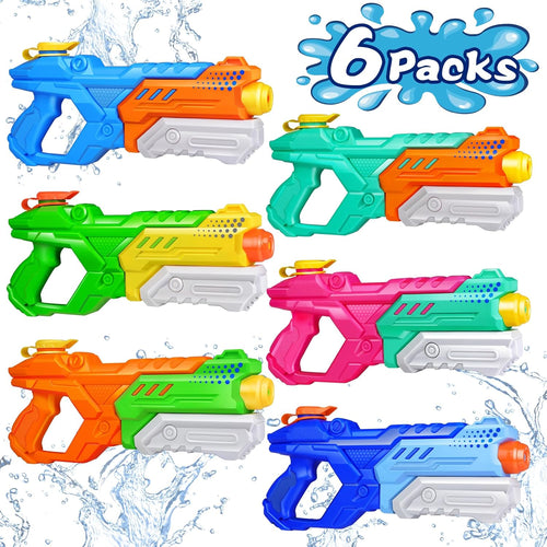 Quanquer 600cc Water Guns for Kids & Adults - 6 Pack Super Squirt Blasters Soaker with Long Range, High Capacity Pump Action, Summer Swimming Beach Outdoor Water Fighting Play Pool Toys for Boys Girls