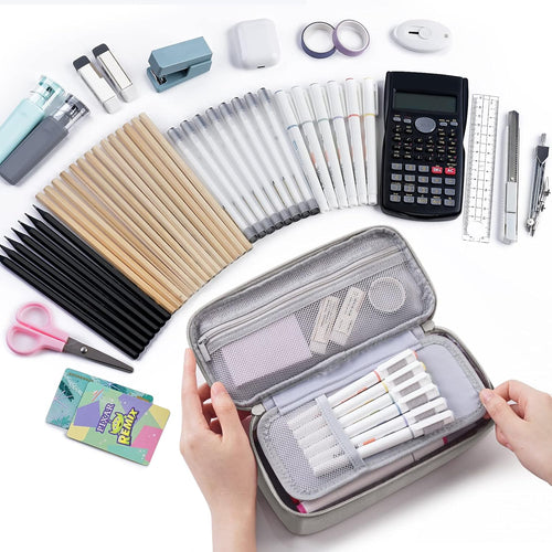 WEMATE Pencil Case, Large Storage Organizer, Makeup Bag, Teacher Must - have, Big Pencil Pouch, Marker Case for College