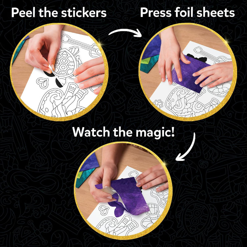 Skillmatics Foil Fun Pretty Patterns, Foil Art, Gift for Tweens & Adults | Travel Toys, Craft Kit, 18 DIY Magnets, 60+ Foam Stickers, Fine Motor Skills, DIY Mess-Free Activity, Screen-Free