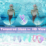 Freela 2 Pack Kids Swim Goggles Mask for Boys Girls 3-14, Tempered Glass Lens 180° HD View with Nose Cover for Pool Beach