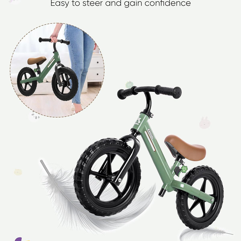 Kriddo Kids Balance Bike with Adjustable Seat and Handlebar, Toddler Bike Gifts Age 2-3, Green
