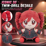 Collectible Pink Drill Twin Tail Girl Plush 22cm, Cute Anime Plush Character with 3D Twin-Drill Hair, Red and Black Outfit Figure Stuffed, Soft Anime Plushie Pillow Gift for Fans & Collectors