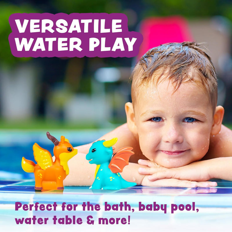 Tub Works® Fantasy Watertight Bath Toys, 6 Pack | Sealed, No Hole Bath Toys Design Keeps Moisture Out | Soft, Squeezable & Float on Water | Baby & Toddler Bathtub Toy | Unicorn Baby Girl Bathtub Toy