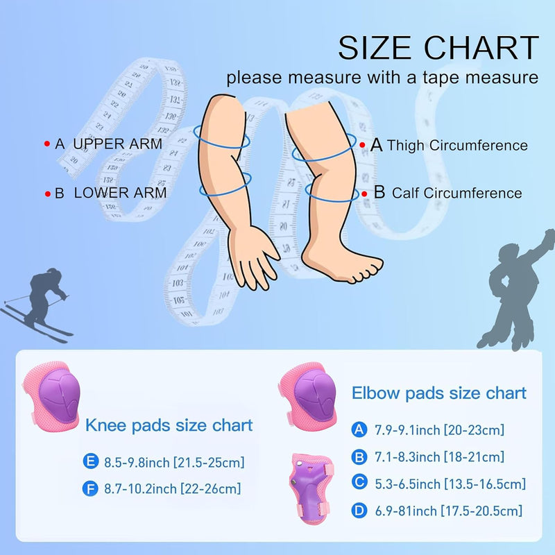 Knee Pads for Kids with Elbow Pads and Wrist Guards Set, Toddler 3-10 Years Protective Gear for Girls Boys Skating Cycling Bike Rollerblading Scooter