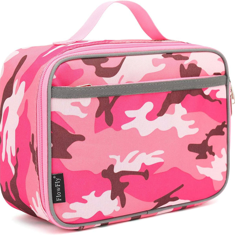 FlowFly Kids Lunch box Insulated Soft Bag Mini Cooler Back to School Thermal Meal Tote Kit for Girls, Boys, Black
