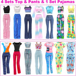 BARWA 30 PCS Doll Clothes and Accessories Casual Sport Sweet Outfits Pajamas Top and Pants Shorts High Heel Flat Shoes for 11.5 Inch Girl Doll