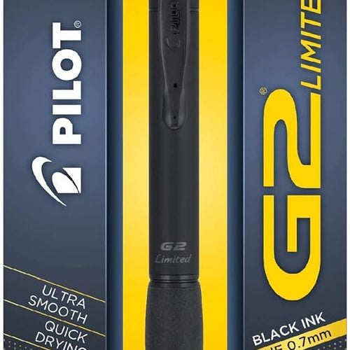 Pilot G2 Limited Refillable & Retractable Rolling Ball Gel Pen, Fine Point, Matte Black Barrel, 0.7 mm, Black Ink, Single Pen