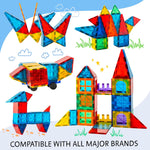 125PCS XL Magnetic Tiles Set with Storage Bag - Magnetic Building Tiles for Kids Ages 3-8, STEM Magnet Construction Toy