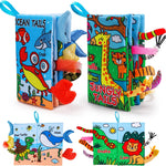 2PCS Baby Books Toys 0-6 Months Infant Tummy Time Sensory Travel Toys | 3 4 5 6 Month Crinkle Touch Feel Busy Soft Book for Babies 0-3-6-12 Month Newborn Essentials Must Haves Boy Girl Shower Gifts