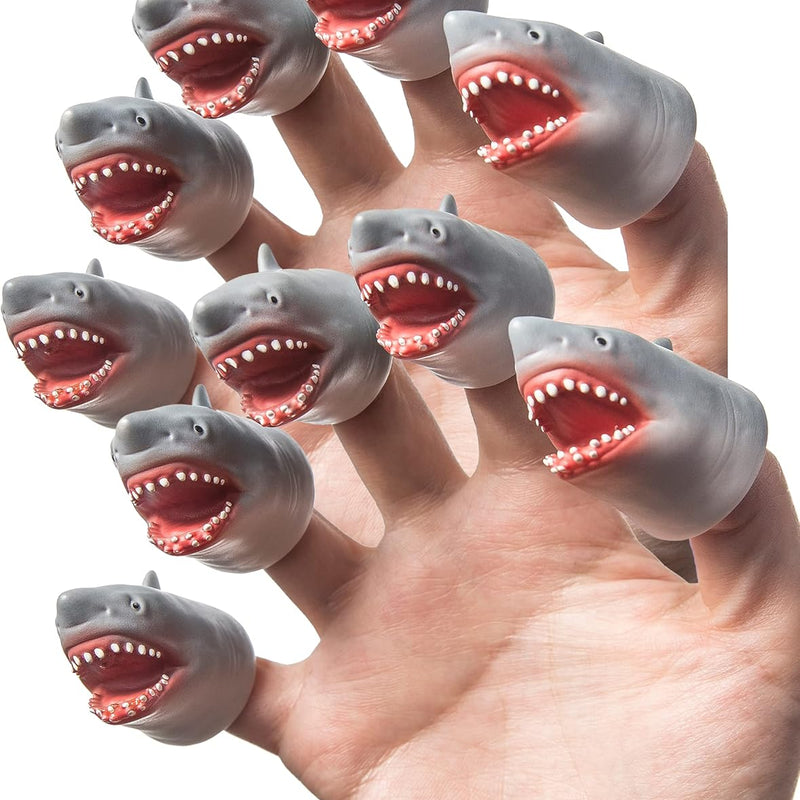 AQKILO 5-Piece Shark Finger Puppet Set, Premium PVC Ocean Animal Theater Props, Eco-Friendly Novelty Toys for Kids and Adults, Ideal Gifts and Party Favors.