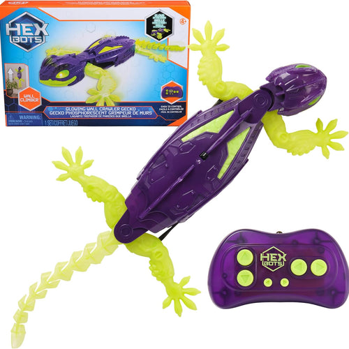 HEX Bots Glow-in-the-Dark Gecko Robot with Official Wall Climber Technology, Rechargeable Remote Control Toy for Kids Ages 4 & Up