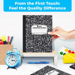 Rosmonde College Ruled Composition Notebooks 5 Pack, 200 Pages (100 Sheets), 9-3/4" x 7-1/2", White & Black Marble Composition Book, Hard Cover, Sturdy Sewn Binding, School, College & Office Supplies