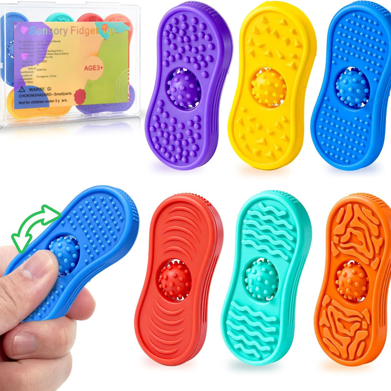 Sensory Fidget Toys For Kids 6 Pack Silicone Worry Stones for Autism & ADHD Calming Down Quiet Figette Classroom Must Have Stress Toys for Anxiety Relief Office Desk Toy Set Easter Basket Stuffer Gift