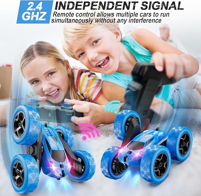 4WD High-Speed Stunt RC Car with 360° Flips & USB-C Fast Charging – Blue Edition