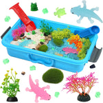 AGENTLAN Ocean Sensory Bin with Sensory Sand, Ocean Toys for Kids | Sand Kit with sea animals, Sea sand box sensory kit, Gift for toddlers ages 3+