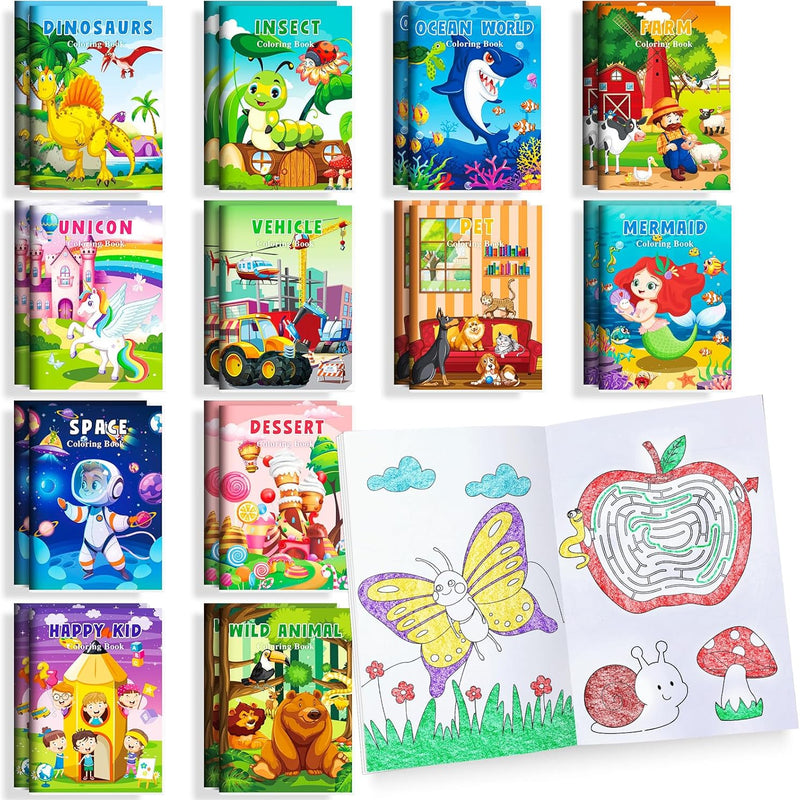 BenLouis Coloring Books for Kids Ages 4-8-12, Mini Activity Books for Birthday Party Gifts, Goodie Bags Stuffers, Classroom Travel Activity (24pcs Classic)