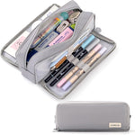 CICIMELON Large Capacity Pencil Case 3 Compartment Pouch Pen Bag for School Teen Girl Boy Men Women (Pink)