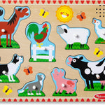 Melissa & Doug Farm Animals Sound Wooden Puzzle for Toddlers with Light-Activated Sounds, Music Learning Toy Ages 2+