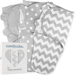 Comfy Cubs Easy Swaddle Blanket, 3 Pk S Velcro Swaddle Blush Mauve Mulberry | 100% Cotton Newborn Wrap for 0-3 Months Infants, with Adjustable Velcro, Breathable and Durable Sleep Sack for Babies