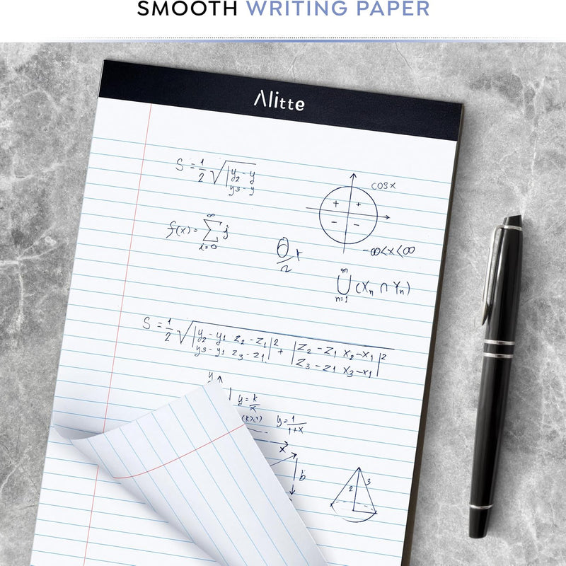 Alitte Legal Notepads 8.5 x 11, Pack of 12 - Perforated Wide Ruled Writing Pad - Premium Thick Paper, No Ink Bleeding - Blank Legal Pads For Home, Office, School, Business - 50 Sheets Per Notebook