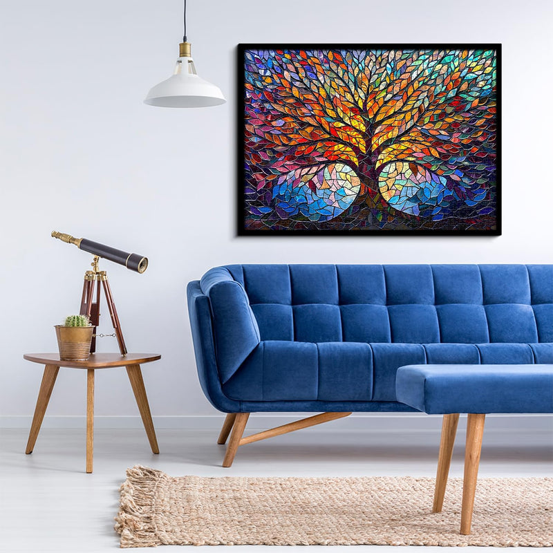 PICKFORU Stained Glass Puzzle Tree of Life, 1000 Piece Jigsaw Puzzle for Adults
