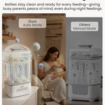 Grownsy Space Saving Baby Bottle Sterilizer and Dryer with Travel Set | Holds 6 to 8 Bottles & Pump Parts, Nesting Design, Fast Sanitization & Drying, Auto Sterile Storage for All Feed Stages