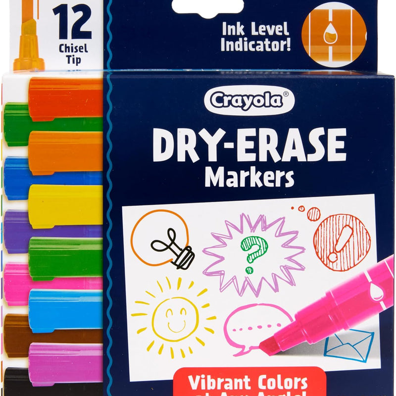 Crayola Take Note Dry Erase Markers for School (12ct) Teacher Classroom Supplies, Chisel Tip Whiteboard Markers, Must Haves