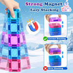 Mini Magnetic Tiles Travel Set 40PCS with Iron Box Princess Castle Pretend Girl Play Toys Age 3 4-5 6-8, Educational Portable Magnet Building Tiles Christmas Birthday Gifts for Toddlers Boys & Girls