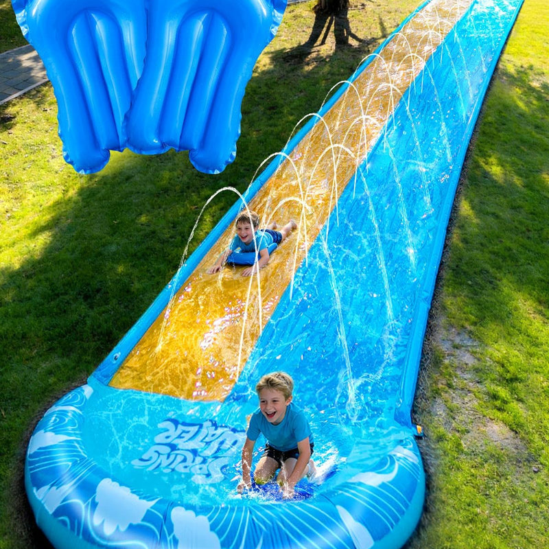 Spring Water Extra Long Slip and Water Slide for Kids Adults Backyard, 22ft Giant Inflatable Slip n WaterSlide for Heavy Duty, Summer Outdoor Water Toys with 2 Bodyboards