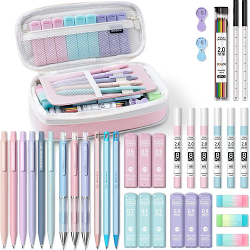 Four Candies 36PCS Mechanical Pencil Set with 624 Lead Refills (Pink) | 0.5mm - 2.0mm Mechanical Pencils, Aesthetic School Supplies for Writing, Drawing, Drafting , Note-Taking & Back to School