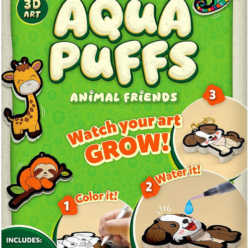 Skillmatics Aqua Puffs Animals, Art & Craft, Paint by Number, Gift for Kids | DIY Puffy Keychains, Screen-Free, Mess-Free Activity, Travel & Creative Kit for Girls & Boys Ages 4, 5, 6, 7, 8, 9, 10