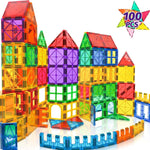 100pcs Magnetic Tiles Magnetic Building Blocks for Toddlers 3 4 5 6 7 Year Old Boys Girls Educational Magnet Blocks Christmas Birthday Gift Toys for Kids Ages 4-8 Sensory Toys 1-3
