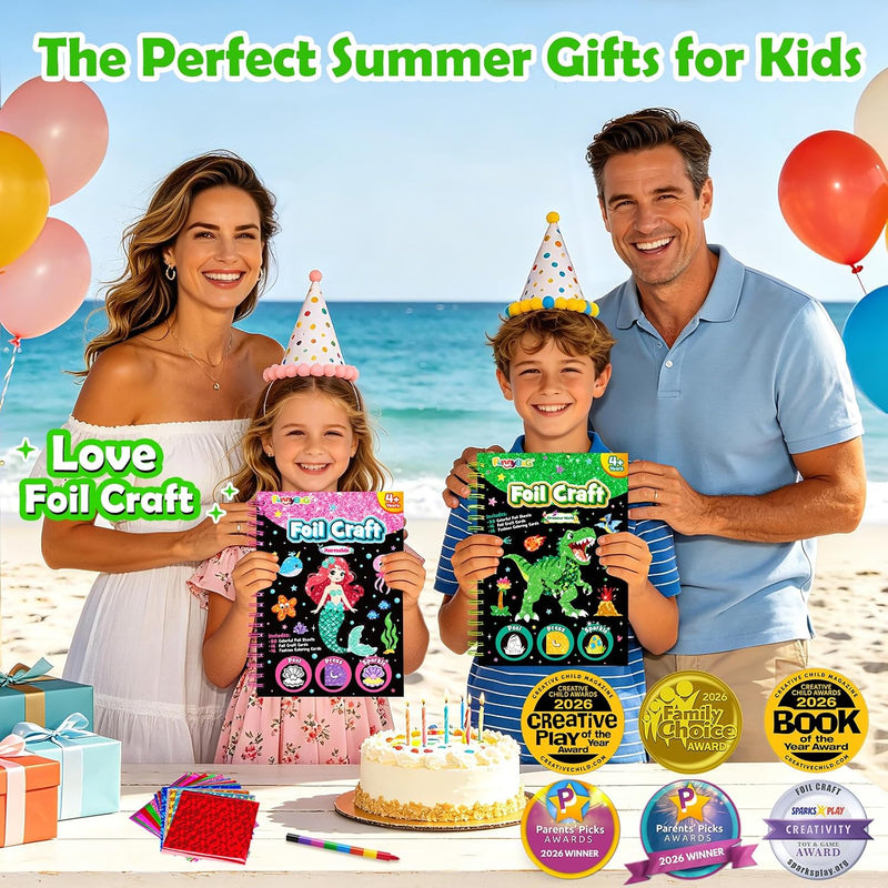 FUNNYB&G Foil Art Craft Kit for Kids, Sparkly Birthday Gift Toy for Kids