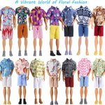 E-TING 10-Item Fantastic Pack = 5 Sets Fashion Casual Wear Clothes Outfit for boy Doll with 5 Pairs Shoes (Leather Jacket + Casual Wear Clothes + Swimwear)