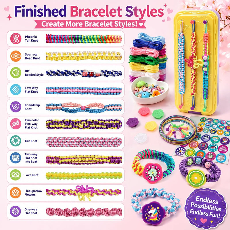 DDAI Arts and Crafts for Kids Age 8-12 Friendship Bracelet Making Kit for Girls - Best Birthday Gifts Ideas for Girl 7 9 10 11 Year Old - Popular Bracelets String Maker Toys Set