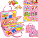 Busy Board Montessori Toys for Toddlers with 8 Pages of Learning Activities and Sensory Experience