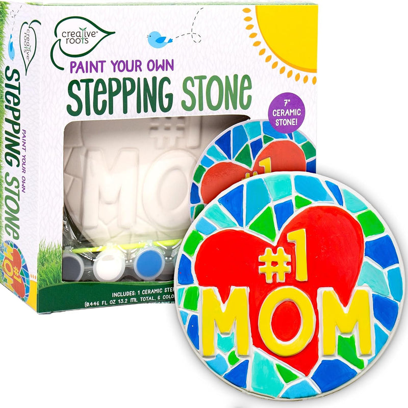 Creative Roots Mosaic Turtle DIY Stepping Stone Kit, Includes Ceramic Stone & 6 Vibrant Paints for Kids Ages 8+