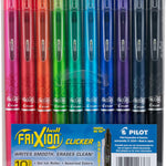 PILOT FriXion Clicker Erasable, Refillable & Retractable Gel Ink Pens, Fine Point, Assorted Color Inks, 10-Pack Pouch (11336)