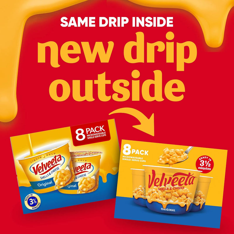Velveeta Shells and Cheese Mac and Cheese Dinner, 8 Cups, Original, 2.39 oz | for Easy Snacks or Dinner Sides MADE WITH REAL CHEESE