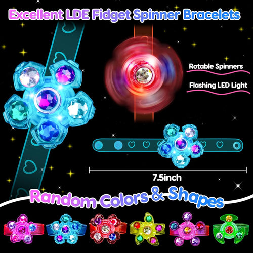 24pcs light up fidget spinner bracelets for kids birthday party favors bulk
