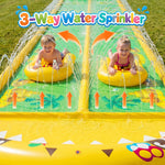 40×5.9FT Heavy Duty Slip and Slide with Sprinkler and 2 Boards, Water Slide for Adults with 3-Way Water Sprinkler, Giant Slip n Slide for Outdoor Backyard Lawn Kids Teens and Adults (Yellow&Green)