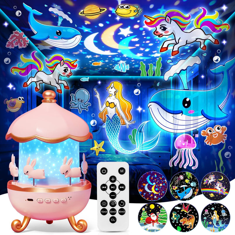 Staryou Sensory Lights Baby Sound Machine Night Light Projector for Kids with Autism, 15 White Noise 3D Films, 31 Colors