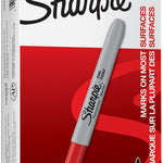 Sharpie Permanent Markers, Fine Tip, Red, 12 Count - Office Supplies, Quick Drying, Fade Resistant, For Plastic, Metal, Wood, And More
