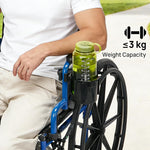 JOYTUTUS Wheelchair Cup Holder, 2-in-1 Walker Cup Holder with 6.4'' Large Storage Box, Drink Holder for Bottle with Handle, Fit for Wheelchair, Walker, Rollator, Stroller, Camper, Golf cart (Large)