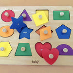 Dailyfunn Montessori Wooden Shape Peg Puzzles for 12-18-24 months, BPA-Free, Non-Toxic Paint
