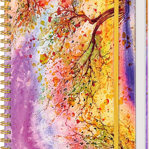 Lined Spiral Notebook Journal for Women, 150 Pages Cute Notebooks 5.75” x 8.38”, A5 Hardcover Spiral Journals with 100 GSM Thick Paper, College Ruled Notebook for Writing Work School, Autumn Tree