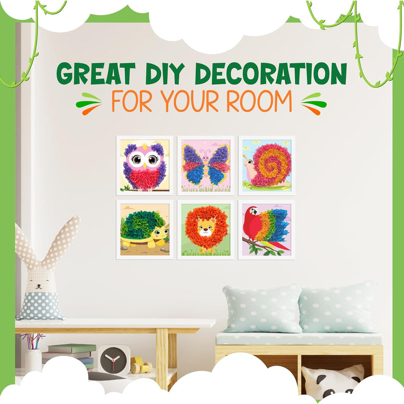 jackinthebox Poke Art Animals Crafts Kits for Kids, Boys & Girls, Ages 4-8 | 1400 fabric pieces, gift, travel activities & toys, essentials, projects for toddlers, 3 4 5 6 7 8 year old, flower pressing